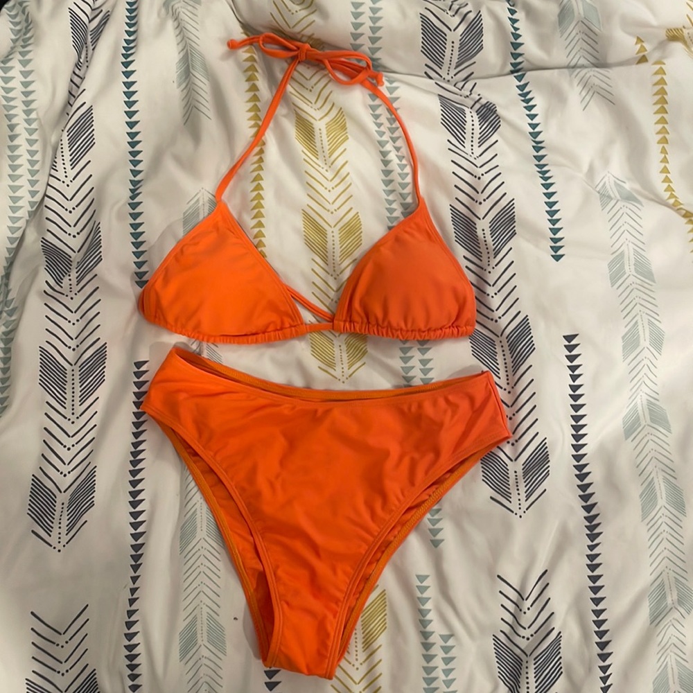 Orange bikini set with cover up